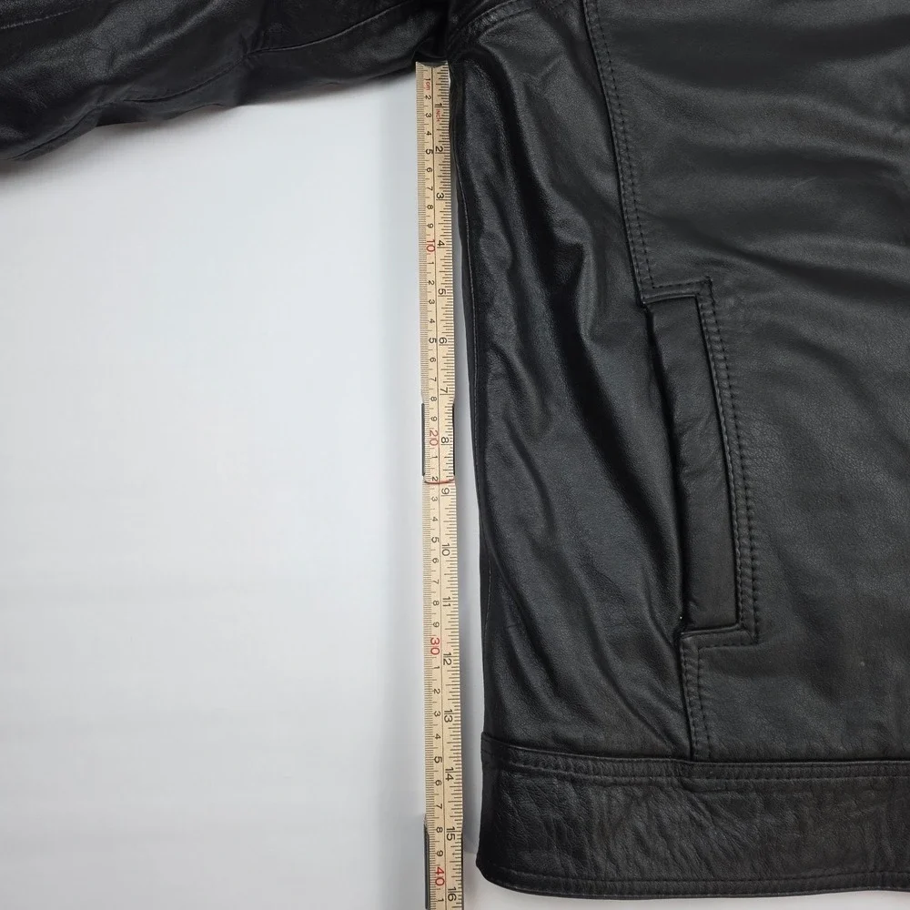 Fabio's 100% Bovine‎ Leather Hooded Leather Jacket with Fleece Lining Size 44